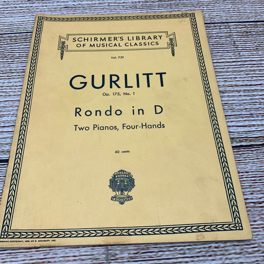 Gurlitt Rondo‎ in D Op 175 No 1 Sheet Music for Two Pianos Four Hands Schirmer